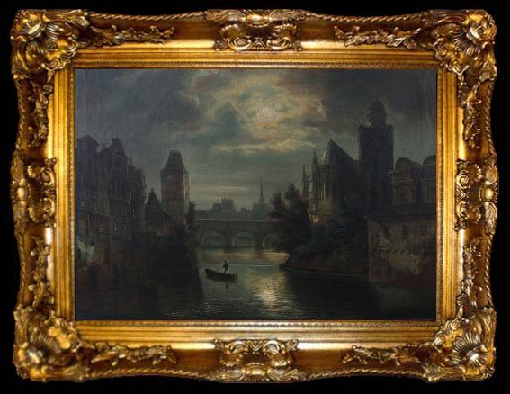 framed  Ferdinand Lepie River by night, ta009-2